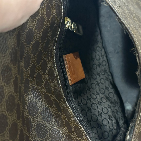 Céline, Pre-Loved Brown Coated Canvas Macadam Shoulder Bag. - Picture 10 of 16